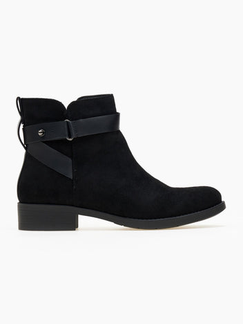 Μποτάκια αστραγάλου suede με ζωνάκι - Μαύρο - thefashionproject.gr - The Fashion Project