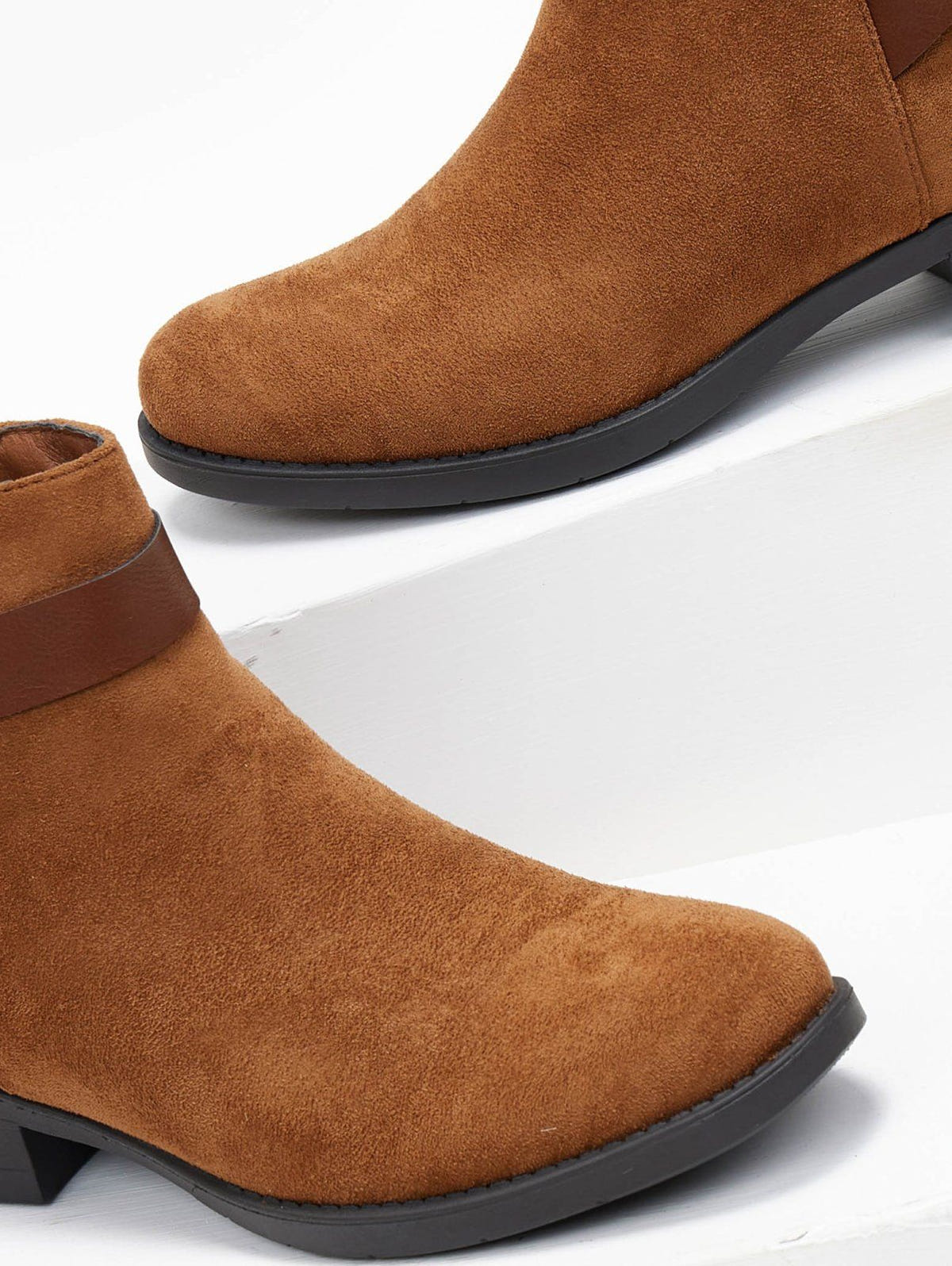 Μποτάκια αστραγάλου suede με ζωνάκι - Ταμπά - thefashionproject.gr - The Fashion Project