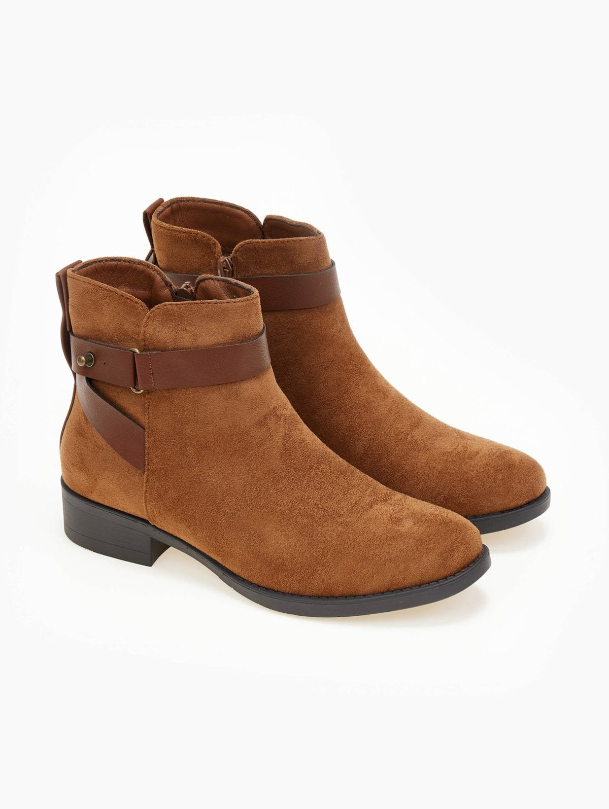 Μποτάκια αστραγάλου suede με ζωνάκι - Ταμπά - thefashionproject.gr - The Fashion Project