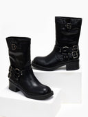 Μποτάκια biker με έντονους τοκάδες - Μαύρο - thefashionproject.gr - The Fashion Project