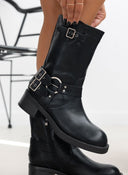 Μποτάκια biker με έντονους τοκάδες - Μαύρο - thefashionproject.gr - The Fashion Project