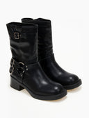 Μποτάκια biker με έντονους τοκάδες - Μαύρο - thefashionproject.gr - The Fashion Project