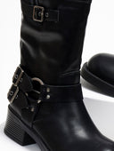 Μποτάκια biker με έντονους τοκάδες - Μαύρο - thefashionproject.gr - The Fashion Project