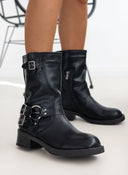 Μποτάκια biker με έντονους τοκάδες - Μαύρο - thefashionproject.gr - The Fashion Project