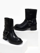 Μποτάκια biker με μεταλλικό στοιχείο - Μαύρο - thefashionproject.gr - The Fashion Project