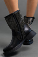 Μποτάκια biker με μεταταλλικά τρουκς ERYNN - Μαύρο - thefashionproject.gr - ERYNN