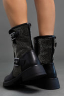 Μποτάκια biker με μεταταλλικά τρουκς ERYNN - Μαύρο - thefashionproject.gr - ERYNN