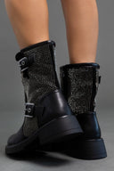Μποτάκια biker με μεταταλλικά τρουκς ERYNN - Μαύρο - thefashionproject.gr - ERYNN
