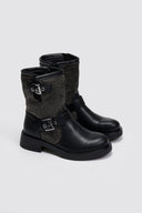 Μποτάκια biker με μεταταλλικά τρουκς ERYNN - Μαύρο - thefashionproject.gr - ERYNN