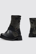 Μποτάκια biker με μεταταλλικά τρουκς ERYNN - Μαύρο - thefashionproject.gr - ERYNN