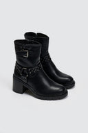 Μποτάκια biker με τακούνι - Μαύρο - thefashionproject.gr - Ideal shoes