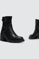 Μποτάκια biker με τακούνι - Μαύρο - thefashionproject.gr - Ideal shoes