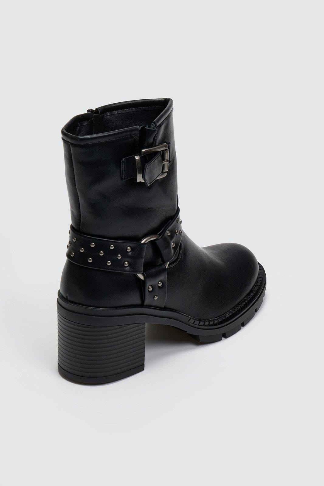 Μποτάκια biker με τακούνι - Μαύρο - thefashionproject.gr - Ideal shoes