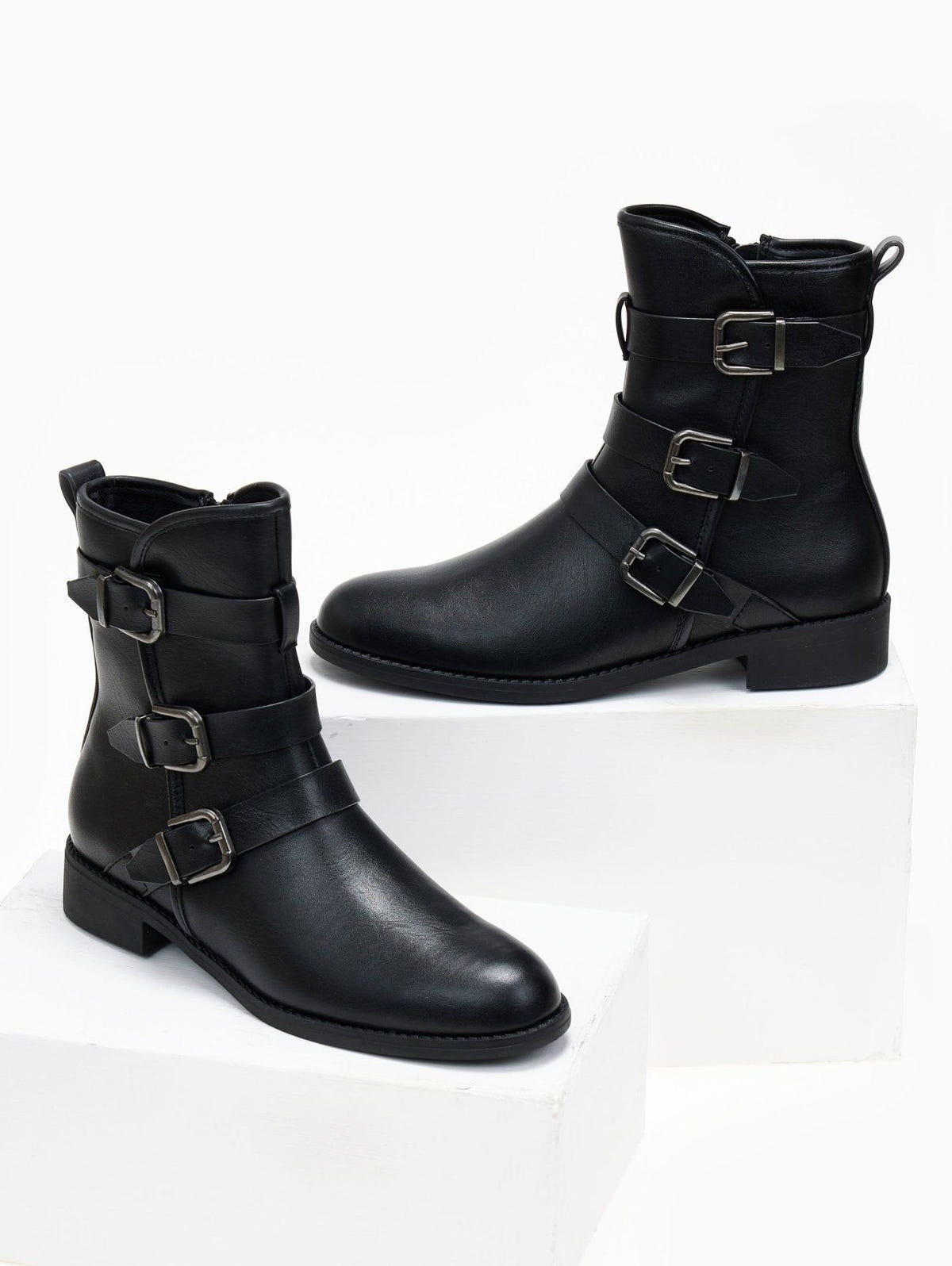 Μποτάκια biker με τοκάδες Gabi Boots 1993 - Μαύρο - thefashionproject.gr - Gabi Boots 1993