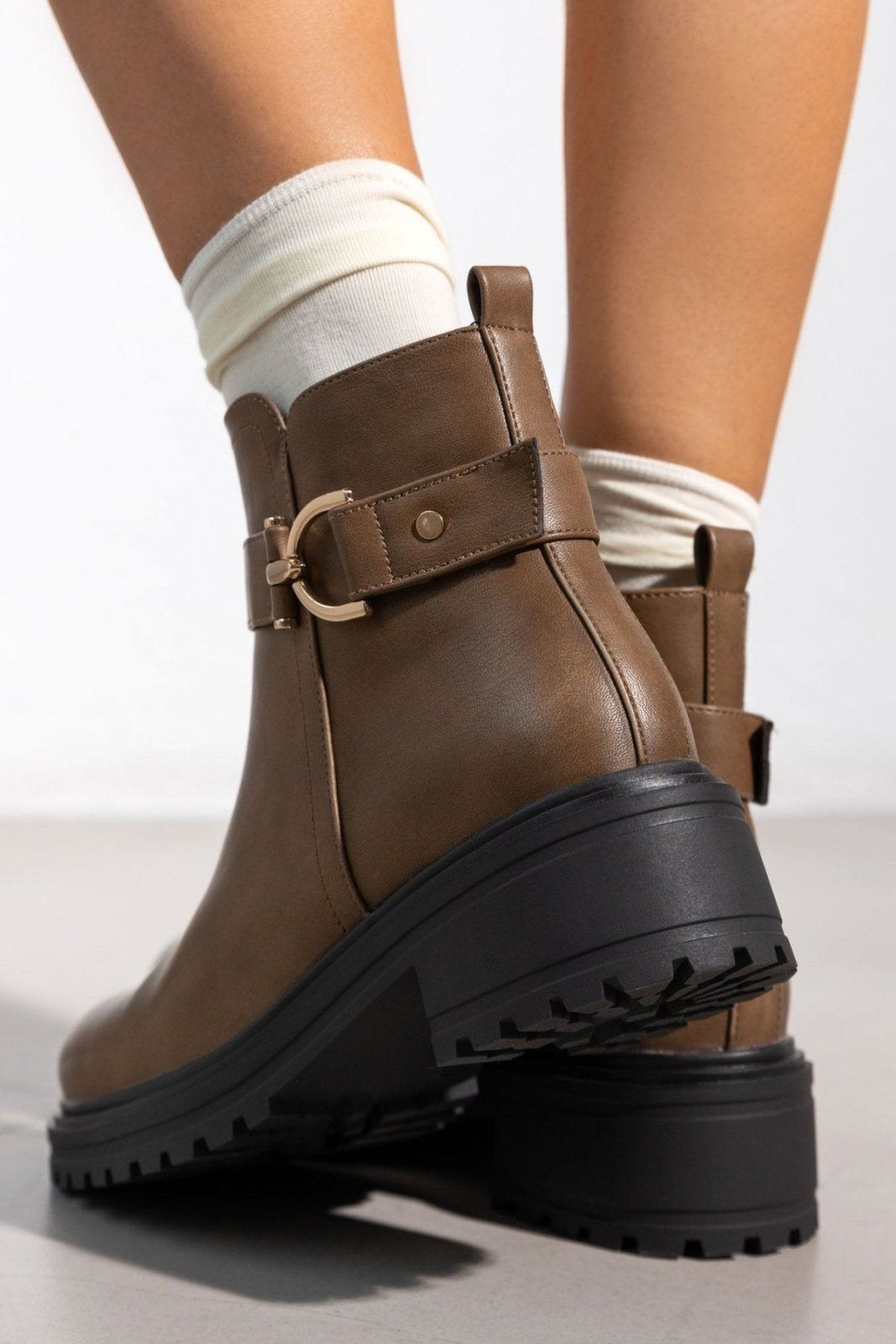 Μποτάκια biker με ζωνάκι ERYNN - Τάουπε - thefashionproject.gr - ERYNN