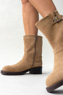 Μποτάκια biker suede με κρίκο - Τάουπε - thefashionproject.gr - JOIA