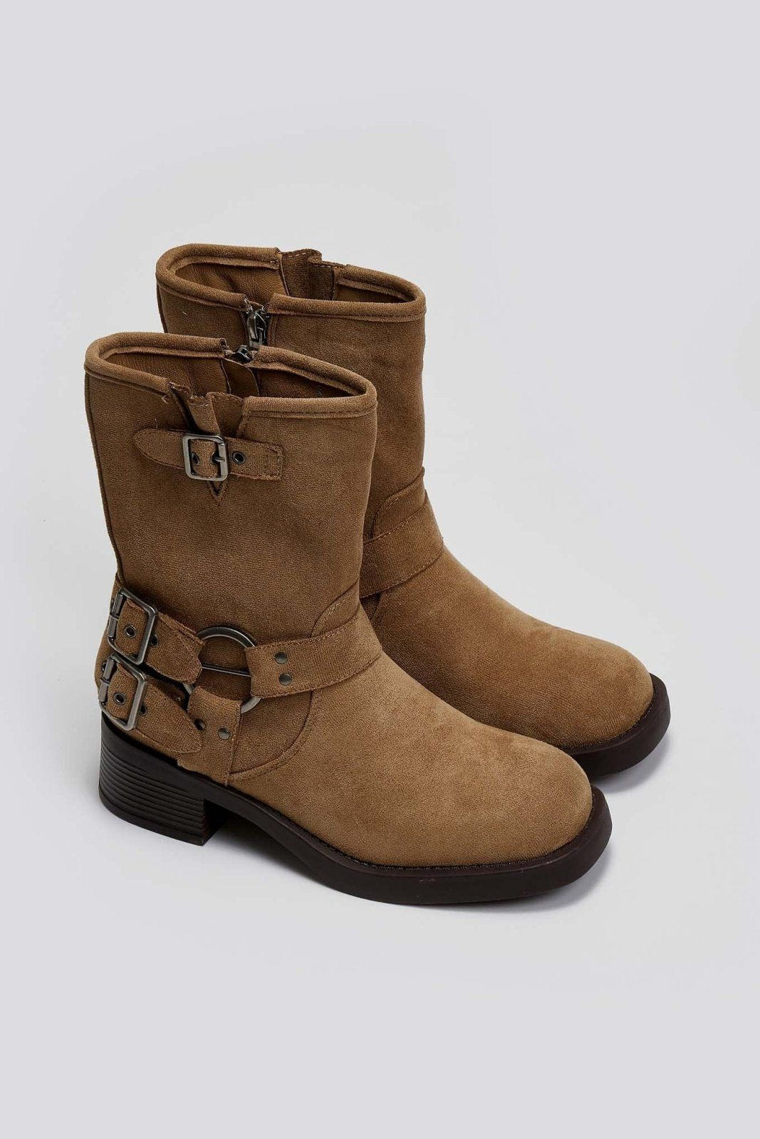 Μποτάκια biker suede με κρίκο - Τάουπε - thefashionproject.gr - JOIA