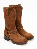 Μποτάκια biker suede με τρουκς - Κάμελ - thefashionproject.gr - The Fashion Project