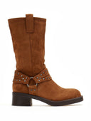 Μποτάκια biker suede με τρουκς - Κάμελ - thefashionproject.gr - The Fashion Project