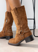 Μποτάκια biker suede με τρουκς - Κάμελ - thefashionproject.gr - The Fashion Project