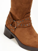 Μποτάκια biker suede με τρουκς - Κάμελ - thefashionproject.gr - The Fashion Project