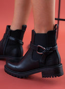 Μποτάκια casual με μεταλλικό στοιχείο ERYNN - Μαύρο - thefashionproject.gr - ERYNN