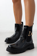 Μποτάκια chelsea λουστρίνι με τοκά - Μαύρο - thefashionproject.gr - The Fashion Project