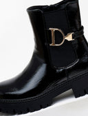 Μποτάκια chelsea λουστρίνι με τοκά - Μαύρο - thefashionproject.gr - The Fashion Project