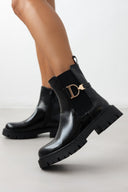 Μποτάκια chelsea λουστρίνι με τοκά - Μαύρο - thefashionproject.gr - The Fashion Project