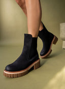 Μποτάκια chelsea suede με chunky σόλα ERYNN - Μαύρο - thefashionproject.gr - ERYNN