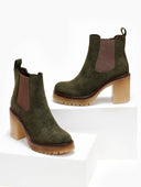 Μποτάκια chelsea suede με κρεπ τακούνι ERYNN - Χακί - thefashionproject.gr - ERYNN