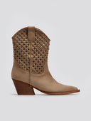 Μποτάκια cowboy με διάτρητο σχέδιο CORINA - Μπεζ - thefashionproject.gr - CORINA