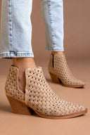 Μποτάκια cowboy με πλεκτό σχέδιο CORINA - Μπεζ - thefashionproject.gr - CORINA