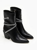 Μποτάκια cowboy με στρας - Μαύρο - thefashionproject.gr - The Fashion Project