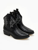 Μποτάκια cowboy με σχέδιο - Μαύρο - thefashionproject.gr - The Fashion Project