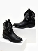 Μποτάκια cowboy με σχέδιο - Μαύρο - thefashionproject.gr - The Fashion Project