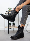 Μποτάκια cowboy με σχέδιο - Μαύρο - thefashionproject.gr - The Fashion Project