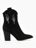 Μποτάκια cowboy suede με διχρωμία ERYNN - Μαύρο/Ασημί - thefashionproject.gr - ERYNN