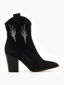 Μποτάκια cowboy suede με διχρωμία ERYNN - Μαύρο/Ασημί - thefashionproject.gr - ERYNN