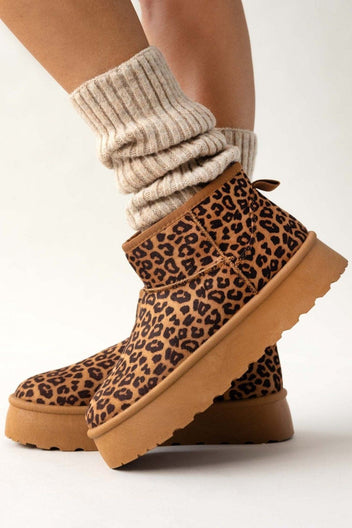 Μποτάκια κοντά με animal print και συνθετική γούνα ERYNN - Leopard - thefashionproject.gr - ERYNN