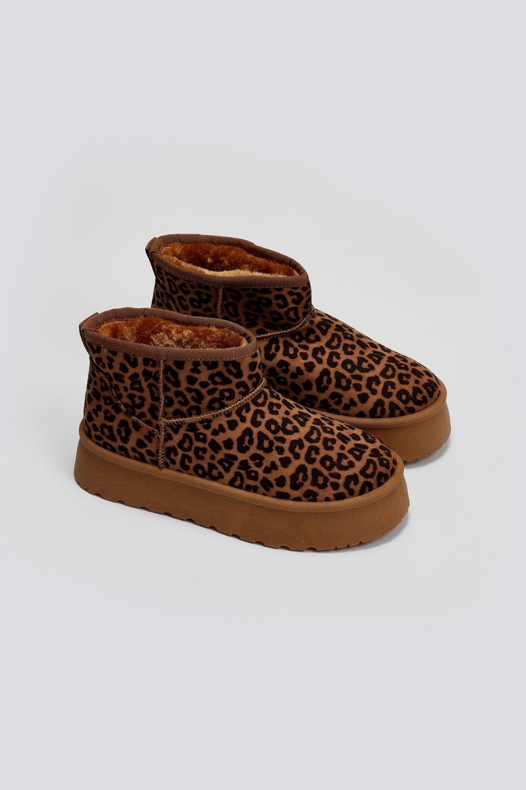 Μποτάκια κοντά με animal print και συνθετική γούνα ERYNN - Leopard - thefashionproject.gr - ERYNN