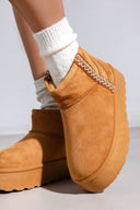 Μποτάκια κοντά με γούνα και ραφές ERYNN - Κάμελ - thefashionproject.gr - ERYNN