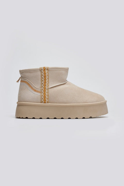 Short Boots Fur Detail - Beige