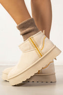 Μποτάκια κοντά με γούνα και ραφές ERYNN - Μπεζ - thefashionproject.gr - ERYNN