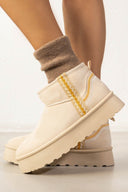 Μποτάκια κοντά με γούνα και ραφές ERYNN - Μπεζ - thefashionproject.gr - ERYNN