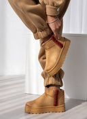 Μποτάκια με γούνα και boho τρέσα - Κάμελ - thefashionproject.gr - The Fashion Project