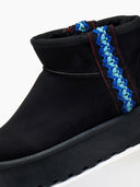Μποτάκια με γούνα και boho τρέσα - Μαύρο - thefashionproject.gr - The Fashion Project