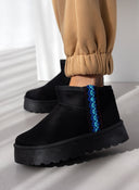 Μποτάκια με γούνα και boho τρέσα - Μαύρο - thefashionproject.gr - The Fashion Project