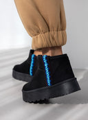 Μποτάκια με γούνα και boho τρέσα - Μαύρο - thefashionproject.gr - The Fashion Project