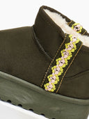 Μποτάκια με γούνα και boho τρέσα - Χακί - thefashionproject.gr - The Fashion Project